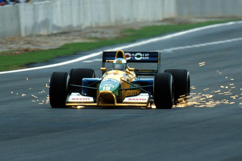Wunderkind Michael Schumacher (GER) Benetton B191, in only his fourth grand prix, makes a move on his three time world champion team mate Nelson Piquet (BRA) on his way to finishing sixth. Spanish Grand Prix, Barcelona, 29 September 1991.